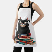 Smart Black Cat mit Brille - Funny Cartoon Schürze (InSitu)