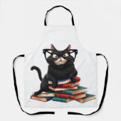 Smart Black Cat mit Brille - Funny Cartoon Schürze (Vorderseite)
