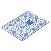 Smart Blau und Weiß Mit Monogramm Chinoiserie Chic Notizblock (Linke Seite)