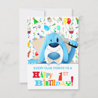 Smart Blue Hound Hund Cartoon Detektiv | PARTY Einladung