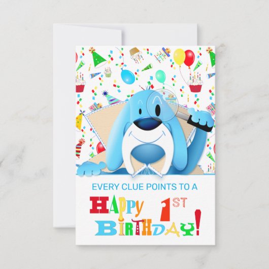 Smart Blue Hound Hund Cartoon Detektiv | PARTY Einladung (Vorderseite)