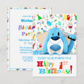 Smart Blue Hound Hund Cartoon Detektiv | PARTY Einladung (Vorne/Hinten)