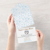 Smart Blue Karo Diaper Kinderdusche Einladung (Abreißen)