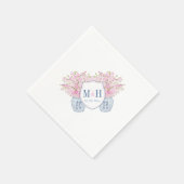 Smart Blue Pink Monogram Chinoiserie Chic Wedding Serviette (Ecke)