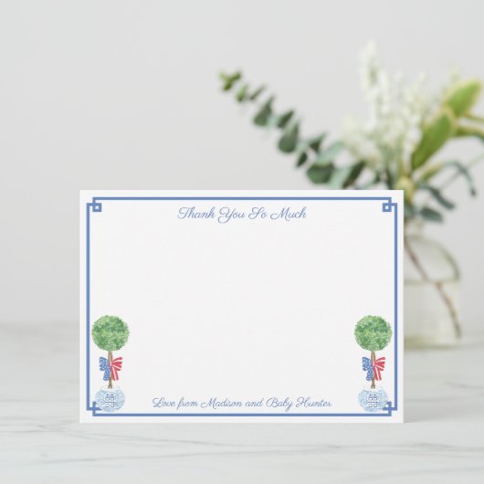 Smart Boxwood 4. Juli Hochzeit oder Babydusche Dankeskarte (Stehend Vorderseite)