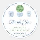 Smart Boxwood Ginger Jar Adult Birthday Gevor Runder Aufkleber (Vorderseite)