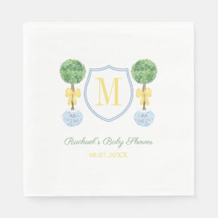 Smart Boxwood Monogram Baby oder Polterabend Serviette