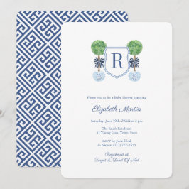 Smart Boxwood Monogram Wappen Boy Baby Shooting Pa Einladung