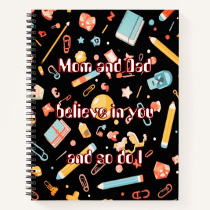 Smart Brain Cartoon Black Notebook für Kinder Notizblock