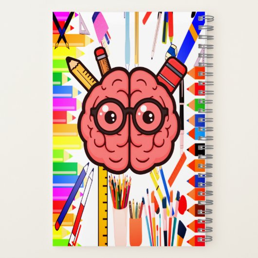 Smart Brain Cartoon Notebook für Kinder Notizblock (Rückseite)