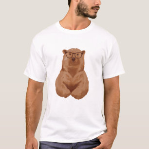 Smart Brown Bear Nerd T-Shirt