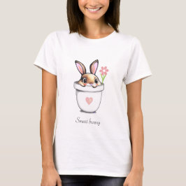 Smart Bunny in Pflanze Pot mit Blume & Herz T-Shirt