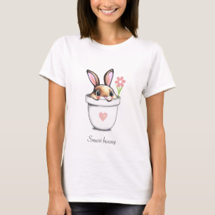 Smart Bunny in Pflanze Pot mit Blume & Herz T-Shirt
