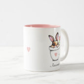 Smart Bunny mit Blume & Herz Zweifarbige Tasse (VorderseiteRechts)