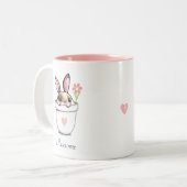 Smart Bunny mit Blume & Herz Zweifarbige Tasse (Vorderseite Links)