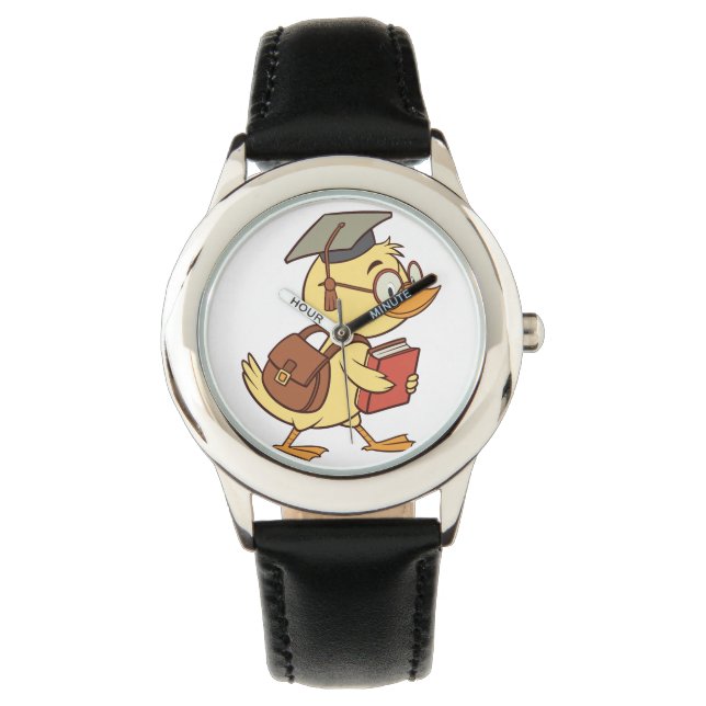 Smart Cartoon Duck Student Abschluss Armbanduhr (Vorderseite)