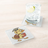 Smart Cartoon Duck Student Abschluss Glasuntersetzer (Schrägansicht)