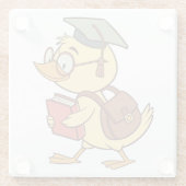 Smart Cartoon Duck Student Abschluss Glasuntersetzer (Rückseite)