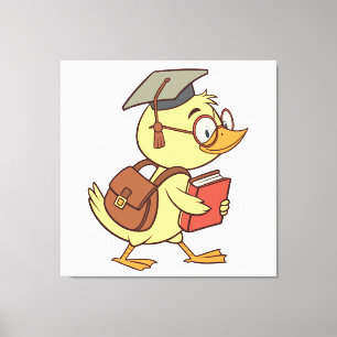 Smart Cartoon Duck Student Abschluss Leinwanddruck