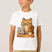 Smart Cat Arbeiten aus Zuhause Illustration T-Shirt (Vorderseite)