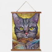 Smart Cat Lesen eines Buches Wandteppich Mit Holzrahmen (Vorderseite 2)