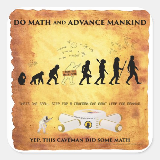 Smart Caveman: Math Advance Mankind Stickers (Vorderseite)