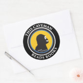 Smart Caveman Stickers: Diese Caveman liest Bücher Runder Aufkleber (Umschlag)