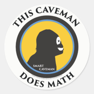 Smart Caveman Stickers: Dieser Caveman macht Mathe Runder Aufkleber