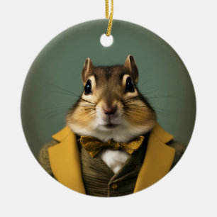 Smart Chipmunk Keramik Ornament