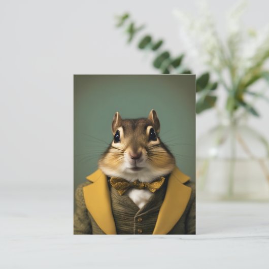 Smart Chipmunk Postkarte (Stehend Vorderseite)