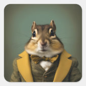 Smart Chipmunk Quadratischer Aufkleber (Vorderseite)