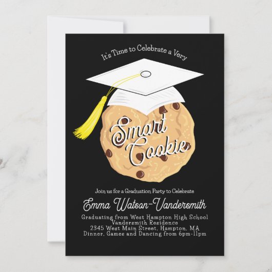Smart Cookie Graduation Party Einladung Black (Vorderseite)