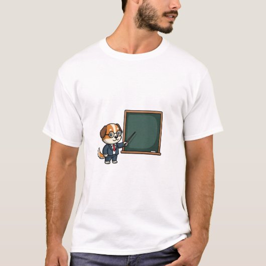 Smart Dog Professor in Suit Pointing at Blackboard T-Shirt (Vorderseite)