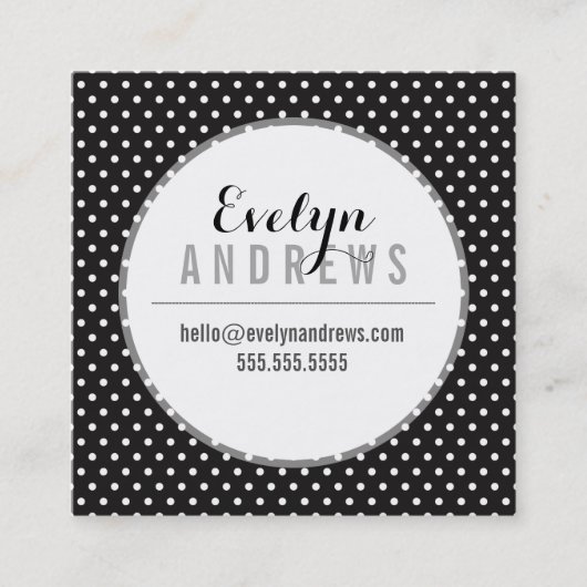 SMART EINFACHER SPOT Minipolka Dot mono Schwarz-we Quadratische Visitenkarte (Vorderseite)