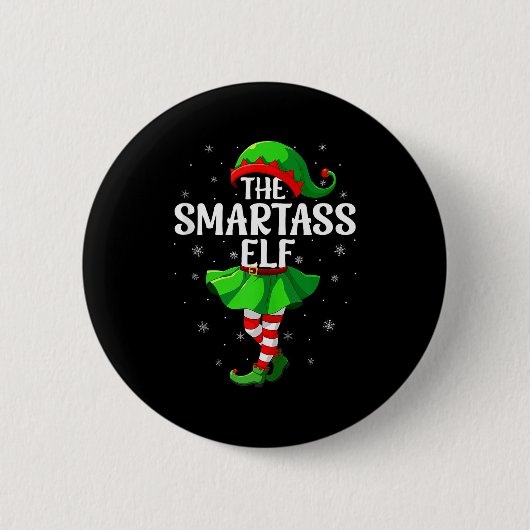 Smart Elf Christmas Girls Women Elf Squad Xmas Fam Button (Vorderseite)