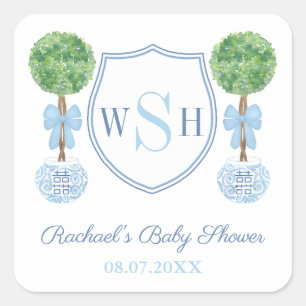 Smart Family Monogramm Wappen Buchsbaum-Topiary-Ge Quadratischer Aufkleber