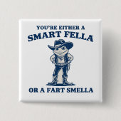 Smart Fella or Fart Smella Retro Frog Meme Funny Button (Vorderseite)