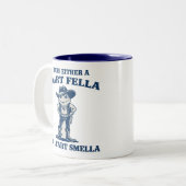 Smart Fella or Fart Smella Retro Frog Meme Funny Zweifarbige Tasse (Vorderseite Links)