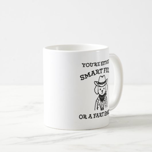 Smart Fella vs Furz Smella - Funny Cowboy Dog Kaffeetasse (VorderseiteRechts)