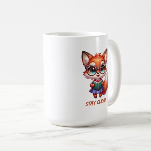 Smart Fox-Book Lover Kaffeetasse (VorderseiteRechts)