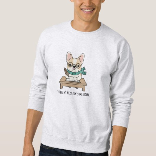 Smart French Bulldog mit Brillen und Scarf Sweatshirt (Vorderseite)