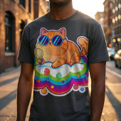 Smart Ginger Cat with Lightbulb - Funny Big Idea B Button