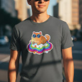 Smart Ginger Cat with Lightbulb - Funny Big Idea B Button