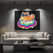 Smart Ginger Cat with Lightbulb - Funny Big Idea B Button