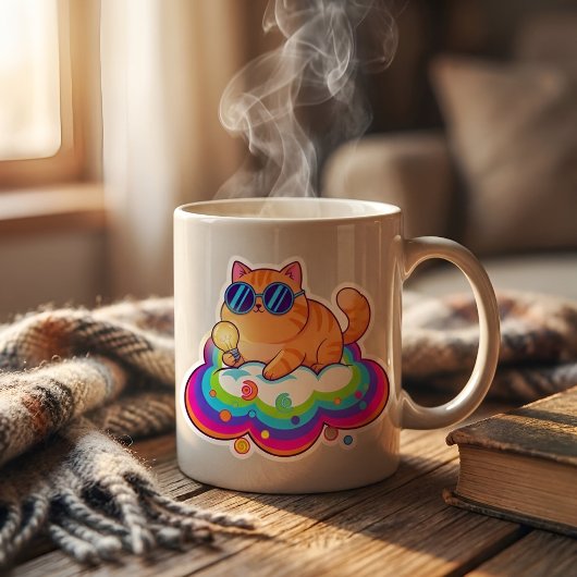 Smart Ginger Cat with Lightbulb - Funny Big Idea B Button