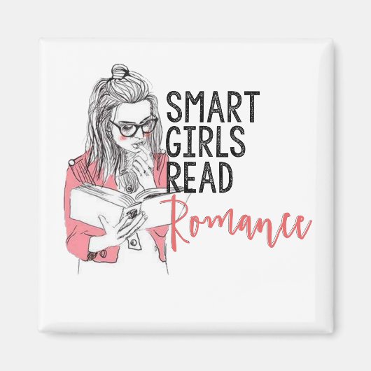 Smart Girls Romance Square Magnet lesen (Vorne)