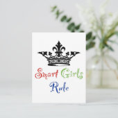 Smart Girls Rule..mit Krone Postkarte (Stehend Vorderseite)