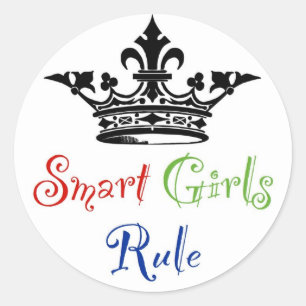 Smart Girls Rule..mit Krone Runder Aufkleber