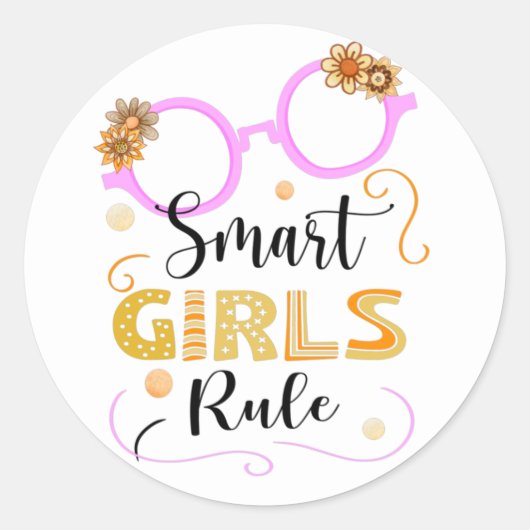 Smart Girls Rule Runder Aufkleber (Vorderseite)