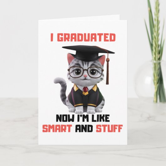Smart Grad Herzlichen Glückwunsch, Funny Cat Absch Karte (Vorderseite)